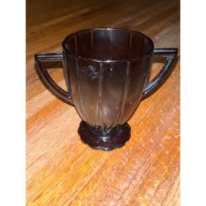 Vintage Hazel-Atlas Amethyst Newport Hairpin Sugar Bowl Art Deco Glass Purple‎